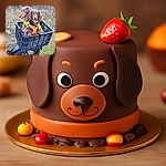 Two adorable dachshunds wearing bright safety vests are sitting snugly in a black plastic crate mounted on the back of a bike, ready for an outdoor adventure in the forest.