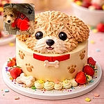 A fluffy caramel-colored puppy in a tiny red jersey looks up with wide, innocent eyes as if it just remembered where it hid the socks — parked under an office chair on a tiled floor, nose shiny and fur hilariously tousled, ready to charm its way out of trouble.