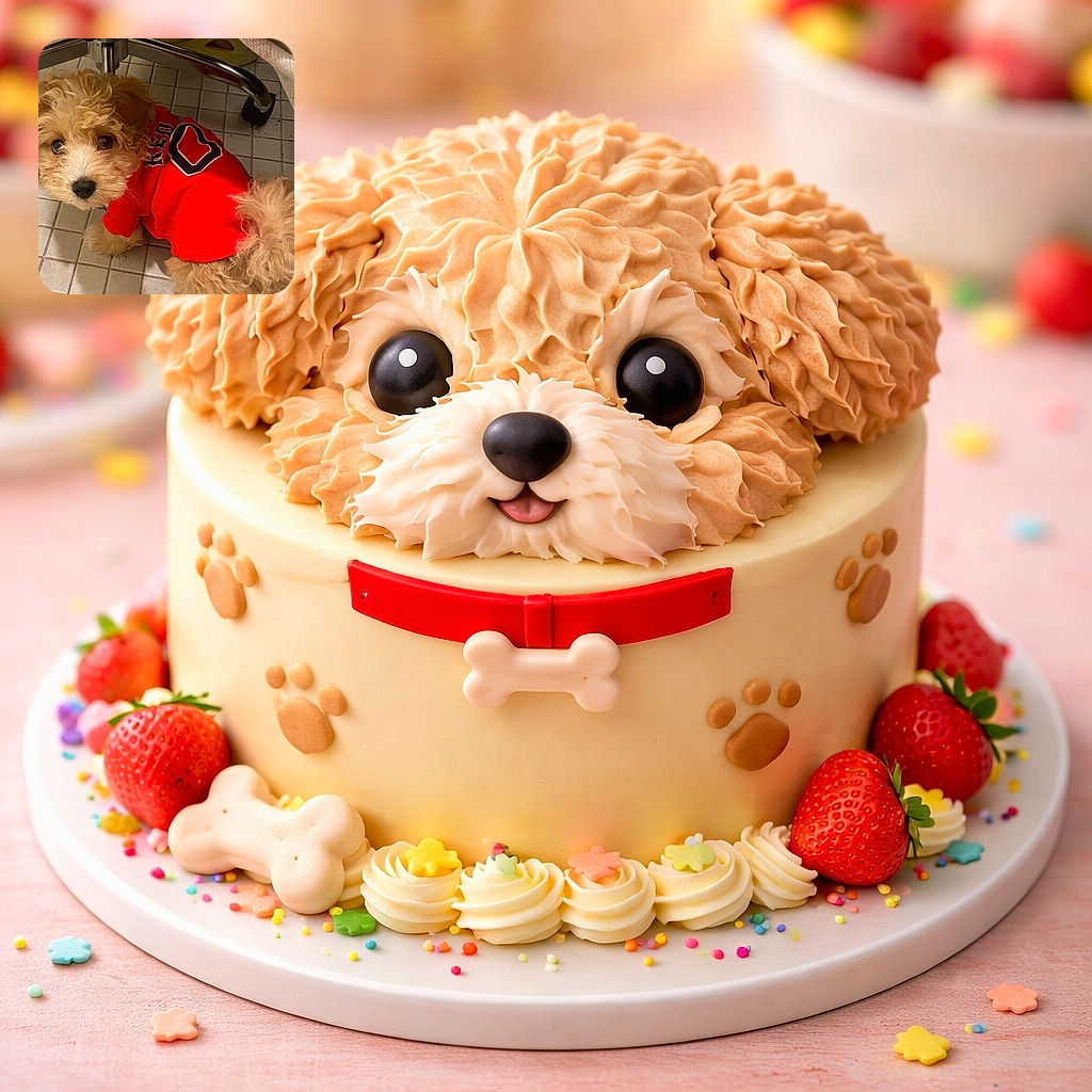 A fluffy caramel-colored puppy in a tiny red jersey looks up with wide, innocent eyes as if it just remembered where it hid the socks — parked under an office chair on a tiled floor, nose shiny and fur hilariously tousled, ready to charm its way out of trouble.