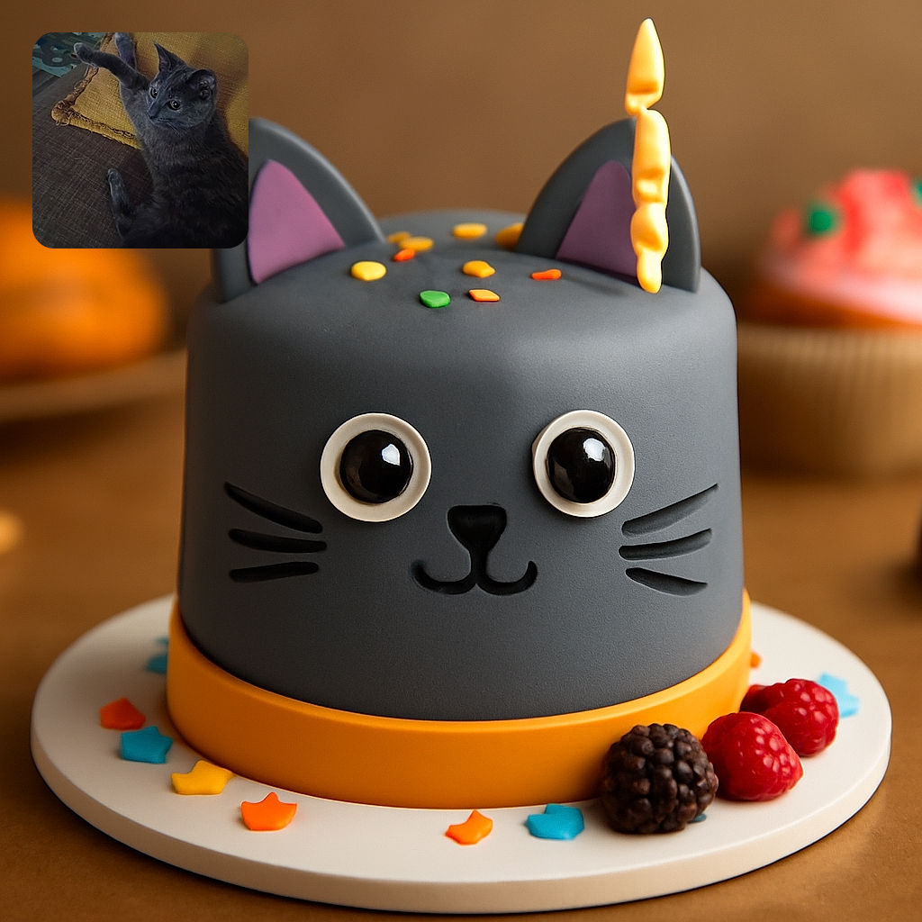 A sleek gray cat lounges on a couch with a textured yellow cushion, looking curiously to the side with wide eyes, its stretched-out paw adding a touch of casual elegance.