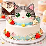 A curious tabby cat has claimed the bathroom sink as its throne, staring up with glowing green eyes while toothpaste tubes, a festive mug, soap and a plunger stage a chaotic audience around the basin. The faucet looms behind the feline king, cabinet and tiled floor frame the scene — domestic chaos meets adorable entitlement.