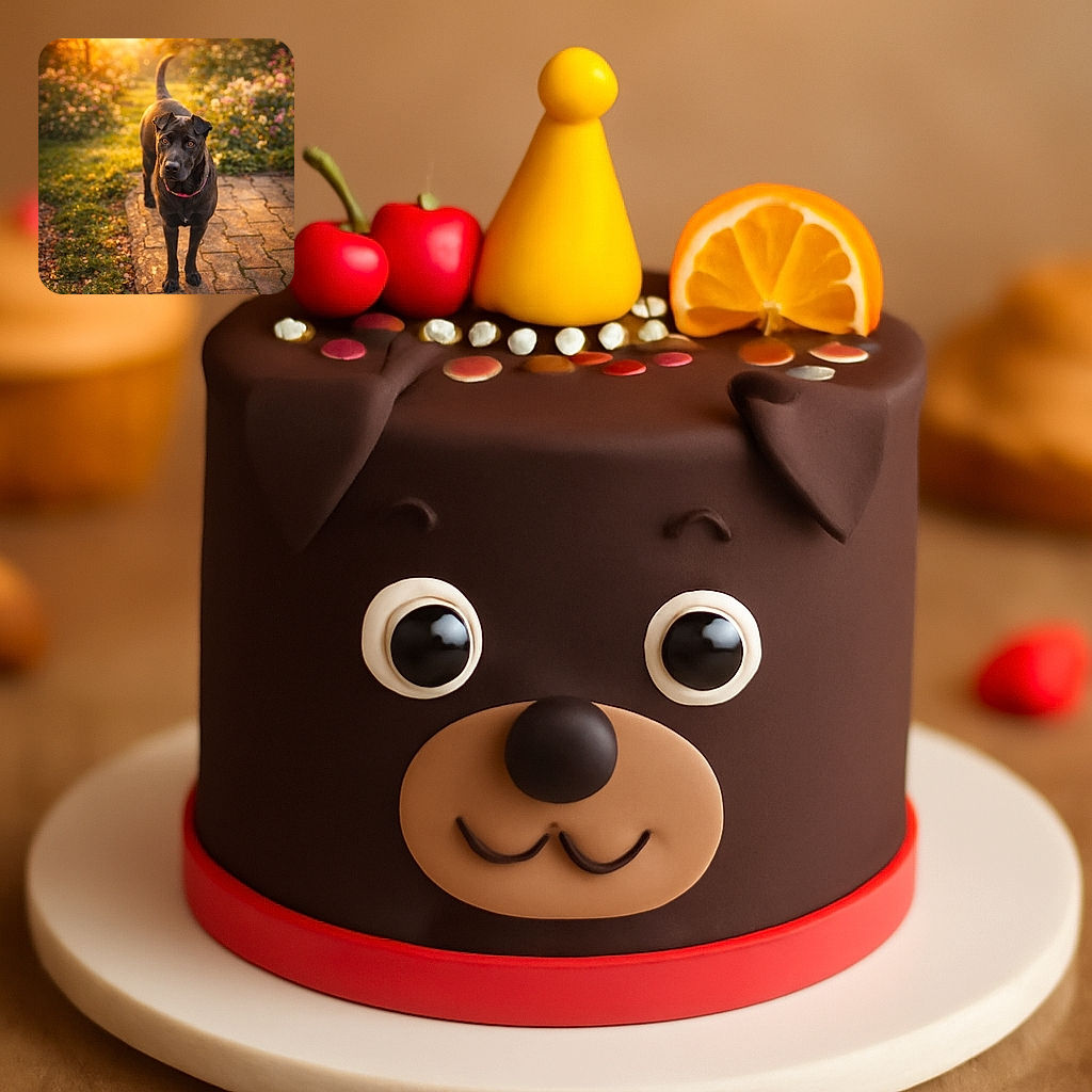 A majestic black dog stands attentively on a sunlit garden path, bathed in the warm golden glow of a setting sun, surrounded by lush greenery and blooming flowers, looking like the noble guardian of a secret garden.