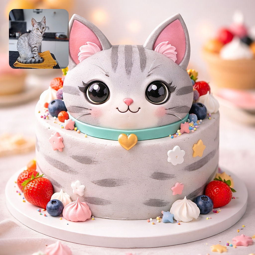 A sleek silver tabby cat sits elegantly on a neatly folded bright yellow towel atop a black marble countertop, gazing curiously with big golden eyes against a softly blurred modern kitchen background.