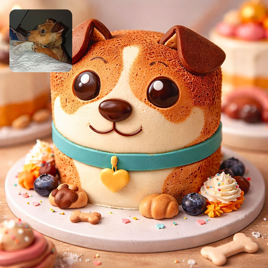 A small brown dog lounges on a bed like a tiny, determined guard — flash-lit snout and perky ears give it an air of dramatic seriousness while plotting blanket domination.