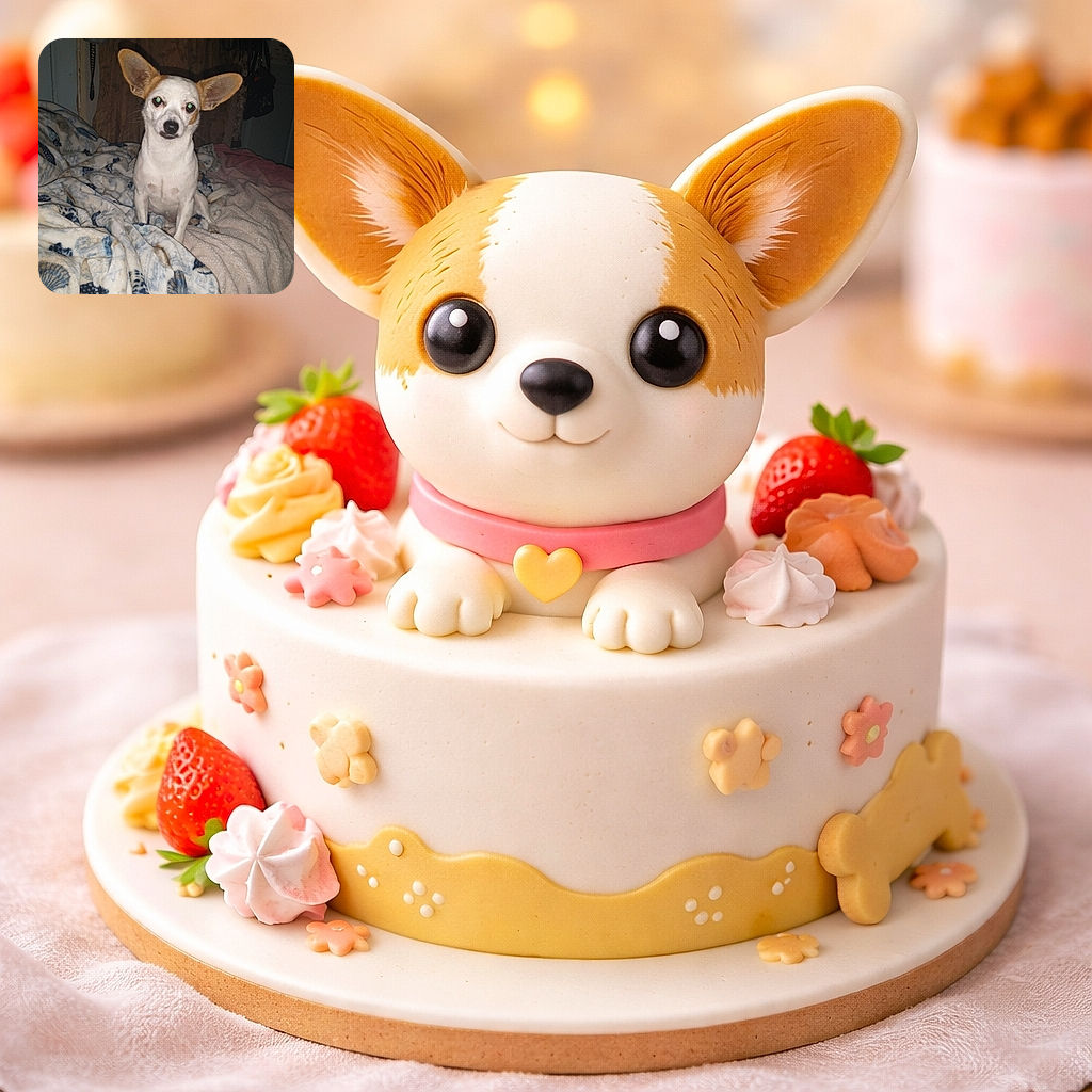 A tiny big-eared dog sits on a rumpled seashell-print blanket, staring at the camera with a mix of suspicion and dignity — flash-lit eyes glowing green, ears at full attention, and a cluttered bedroom backdrop that screams "interrupting nap time."