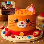 A relaxed orange tabby cat sprawled out on top of a wooden piano, surrounded by colorful cat toys scattered on the carpet below. The background features a blue wall with framed pictures and a speaker, creating a cozy and playful indoor scene.