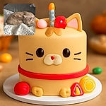 A cozy beige cat is curled up and napping peacefully on a soft, textured white and blue quilt, blending into the calm and comfy bedroom setting.