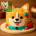 A fluffy, happy dog with a golden and white coat is standing on green grass, tongue out and ears perked up, looking like it's ready for a fun day outside in the backyard.