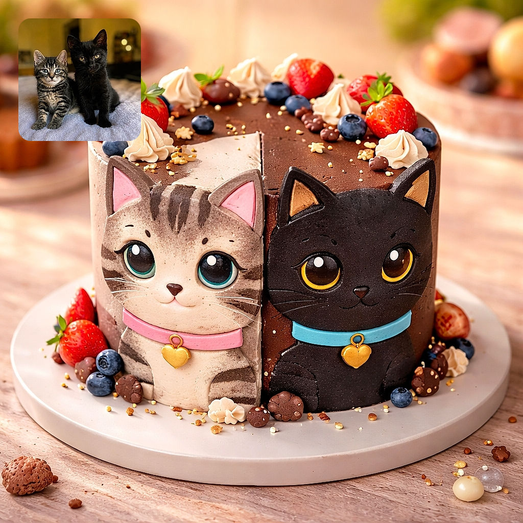 Two adorable kittens, one tabby with striking blue eyes and one sleek black kitty with golden eyes, sitting side by side on a cozy textured blanket, their curious faces perfectly captured with a soft, warm background blur.