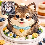 A fluffy, wide-eyed dog gives an imploring puppy stare while perched among a carpet of tiny white snowdrops and garden leaves — ears perked, nose shiny, fur full of autumn-brown and charcoal streaks, like a tiny woodland teddy requesting treats or a belly rub.