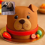 A heartwarming scene where a large, sleepy dog is cuddled up with two tiny kittens on a porch mat, creating a cozy and adorable moment of interspecies friendship.