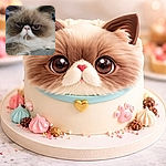 A grumpy, ultra-fluffy cat dominates the frame — flat face, pink button nose, and tragicomic eyes staring like it just remembered an unpaid nap appointment. Soft fur and whiskers fill the foreground while a blurred indoor background keeps the focus on this regal floof.