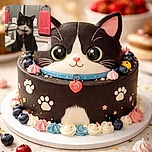 A curious black and white cat with wide eyes is sitting inside a bathroom sink, staring intently at the camera. The background shows a gray wall with a bright pink towel hanging on a towel rack, a mirror reflecting part of the scene, and a marble countertop with a toothbrush and toothpaste in the foreground.