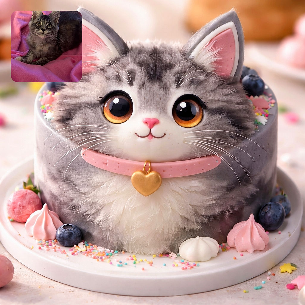 A charming fluffy kitten lounges comfortably on a vibrant pink blanket, its wide eyes and perky ears giving it an inquisitive, almost regal look. The soft textures of the blanket contrast perfectly with the kitten's sleek fur, making this a cozy and heartwarming snapshot.