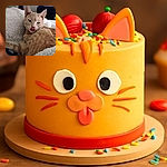 A cozy orange tabby cat lounges on a fluffy white blanket, caught mid-lick with its tongue adorably out, as if savoring an invisible treat or plotting its next nap.