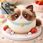 A fluffy, wide-eyed Persian/Himalayan cat stares up like it's plotting a cuddle heist — surrounded by slippers on tile, tail fluffed and utterly unimpressed with human footwear choices.