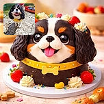 A sunlit, tongue-out spaniel in a bright yellow life jacket steals the show on a rocky riverbank — muddy paws, goofy grin, and a curious man with kayaks in the leafy background like extras in the dog's action movie.