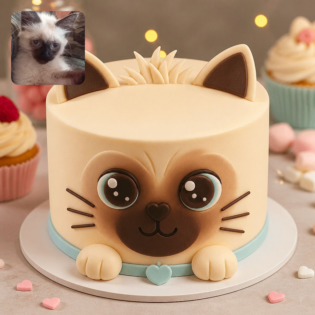 A fluffy color-point cat is being cuddled like a tiny, slightly judgmental celebrity, staring into the camera while its human co-star appears cropped above. The cozy close-up has soft lighting, a warm indoor feel, and enough fur to qualify as its own blanket.