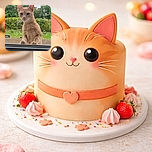 A curious ginger cat is peering through a glass door with wide eyes and paws resting on the ledge, set against a lush green garden background on a bright day.