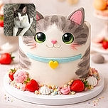 A dignified gray-and-white cat stares straight at the camera like it's silently judging your snack choices — ears alert, green eyes wide, and paws neatly arranged on a plush carpet.