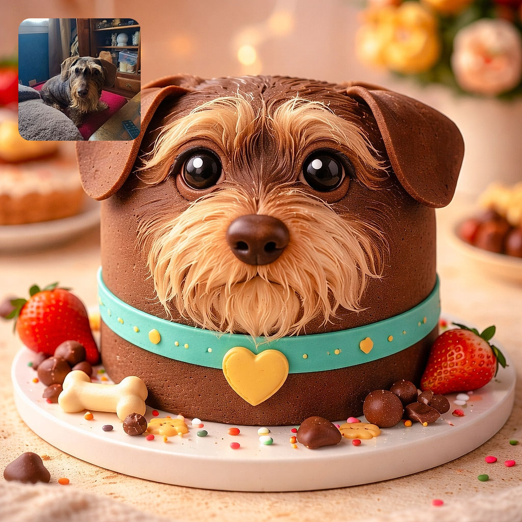 A charming scruffy dog with expressive eyes lounges on a cozy red blanket in a warmly lit room filled with wooden furniture and knick-knacks. The dog seems to be contemplating life or just waiting for a treat, while a fluffy cushion adds to the snug atmosphere.