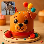 A curious small brown dog stands confidently on a white table, ears perked and eyes wide open, with a blurred background hinting at a gym or workout space.