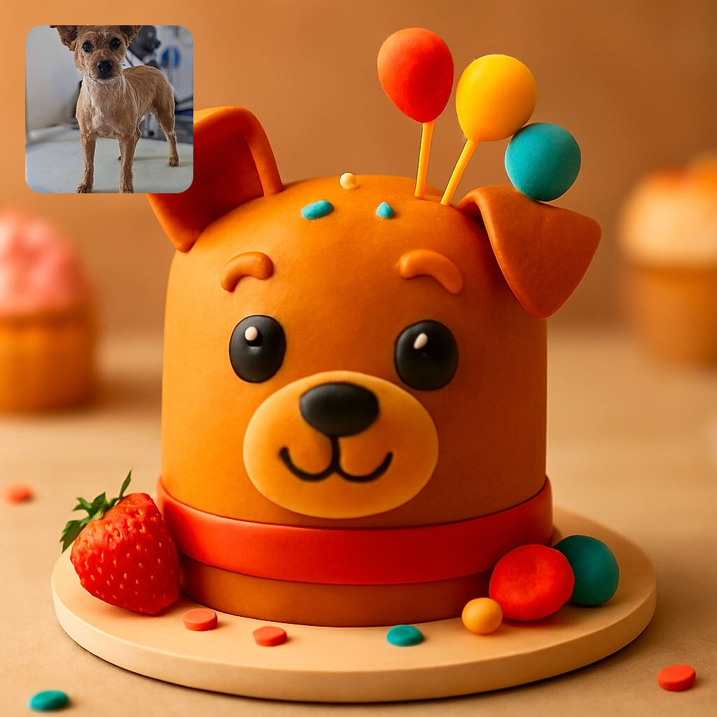 A curious small brown dog stands confidently on a white table, ears perked and eyes wide open, with a blurred background hinting at a gym or workout space.