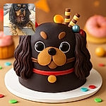 A close-up photo of a calm and fluffy black and tan dog lounging on a soft blanket on a couch, with its expressive eyes gazing intently. The background features a cozy living room setting with a gray sofa.