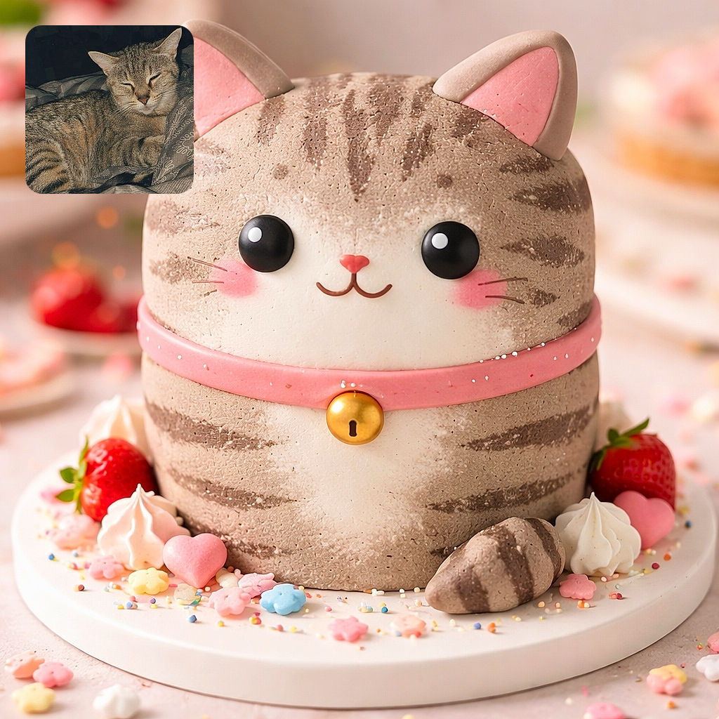 A cozy tabby cat is peacefully napping on a patterned blanket, eyes gently closed as if dreaming of endless treats, with a dimly lit room fading softly into the background.