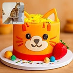 A majestic fluffy orange and white cat sits regally on a wooden cat tree platform, striking a pose that screams 'I own this castle.' The cozy indoor setting and neutral wall backdrop highlight the cat's luxurious fur and curious gaze.