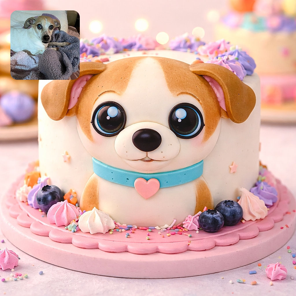 A tiny, suspiciously photogenic dog is sprawled on a mountain of plush blankets and pillows, giving the camera a wide-eyed stare that clearly reads: ‘You woke me for this?’ Cozy textures, soft lighting, and one dramatic snout make this the perfect sleepy-pet portrait.