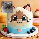 A majestic fluffy cat with piercing blue eyes stares intensely into the camera, its soft fur glowing gently under natural light, creating a serene and captivating portrait.