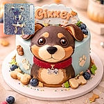 A curious puppy sits on a patch of dirt and twigs, looking up with big pleading eyes like it's asking for snacks — captured as a phone screenshot with a pink "Cixxer" text sticker in the corner and a volume slider/URL bar visible on the sides. The dog wears a collar with a tag, its ears perked and paws planted on gritty ground, giving off full adorable audition-vibes for treat-getting.