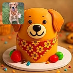 A happy golden retriever sits on a grassy lawn, sporting a bright sunflower-patterned bandana, looking like the friendliest pup ready for a summer picnic.