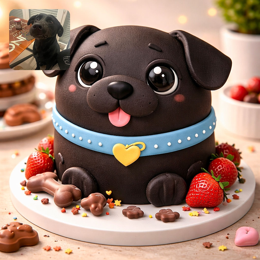 A lovable black dog leans into the camera with a hopeful, slightly guilty expression—his nose practically touching the lens. He's sitting next to a table with a jar on it, slippers on the floor, and closed blinds behind him. The close-up makes his shiny eyes and snout the star of the frame, like a snack-seeking detective caught in the act.