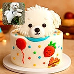 A fluffy white dog with a curious expression leans on a concrete ledge, its soft fur contrasting with the rough ground and greenery around it, looking ready for an adventure or a cuddle.