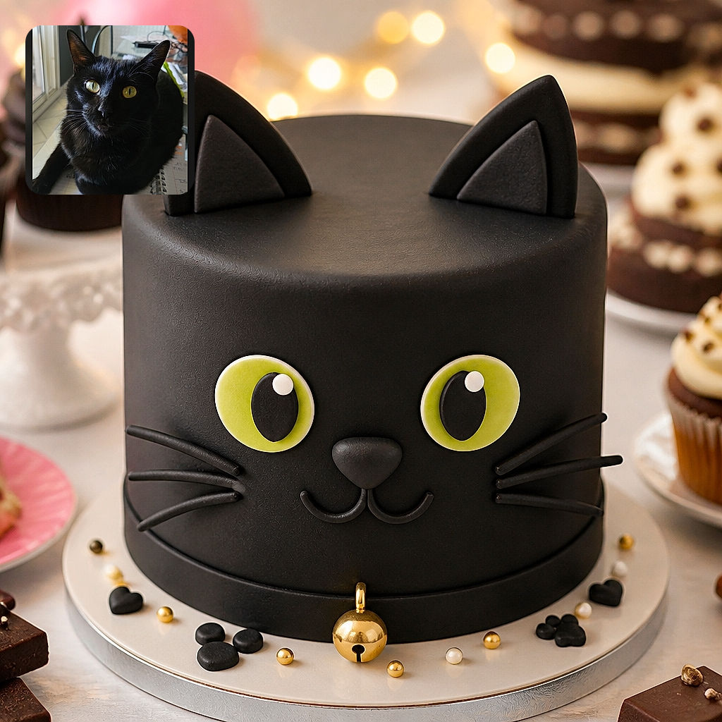 A glossy black cat has parked itself on a notebook like a tiny, judgmental office supervisor, staring straight into the camera with golden eyes while the paperwork waits beneath its paws.