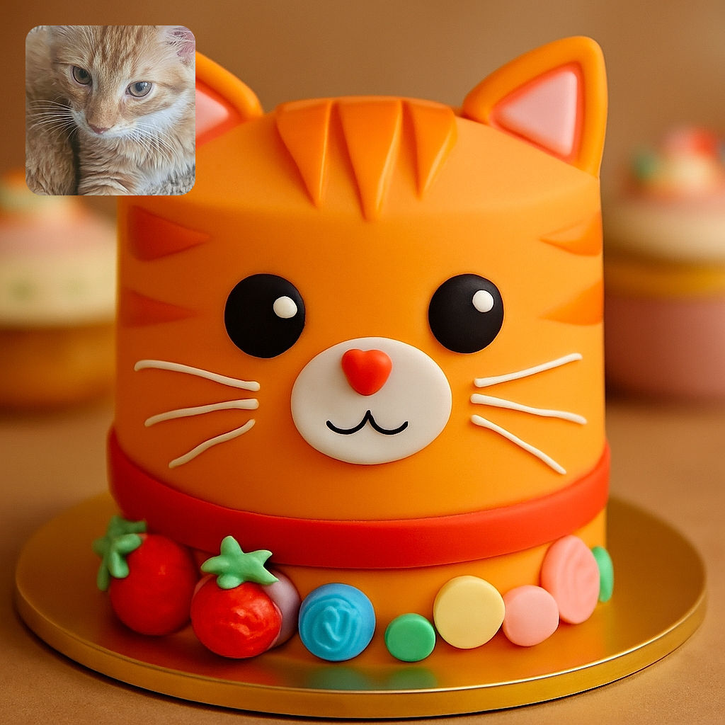 A close-up of a fluffy orange tabby kitten with expressive eyes, soft fur, and delicate whiskers, resting on a textured surface that looks like carpet.