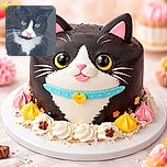 A slightly grainy photo of a black and white cat with striking yellow eyes and a pink tongue sticking out, giving a quirky and adorable expression.