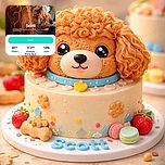 A close-up photo of a curly-haired dog named Scott, shown in profile with a cozy indoor background. The photo is part of a voting app screen with various text overlays including voting details and rankings.