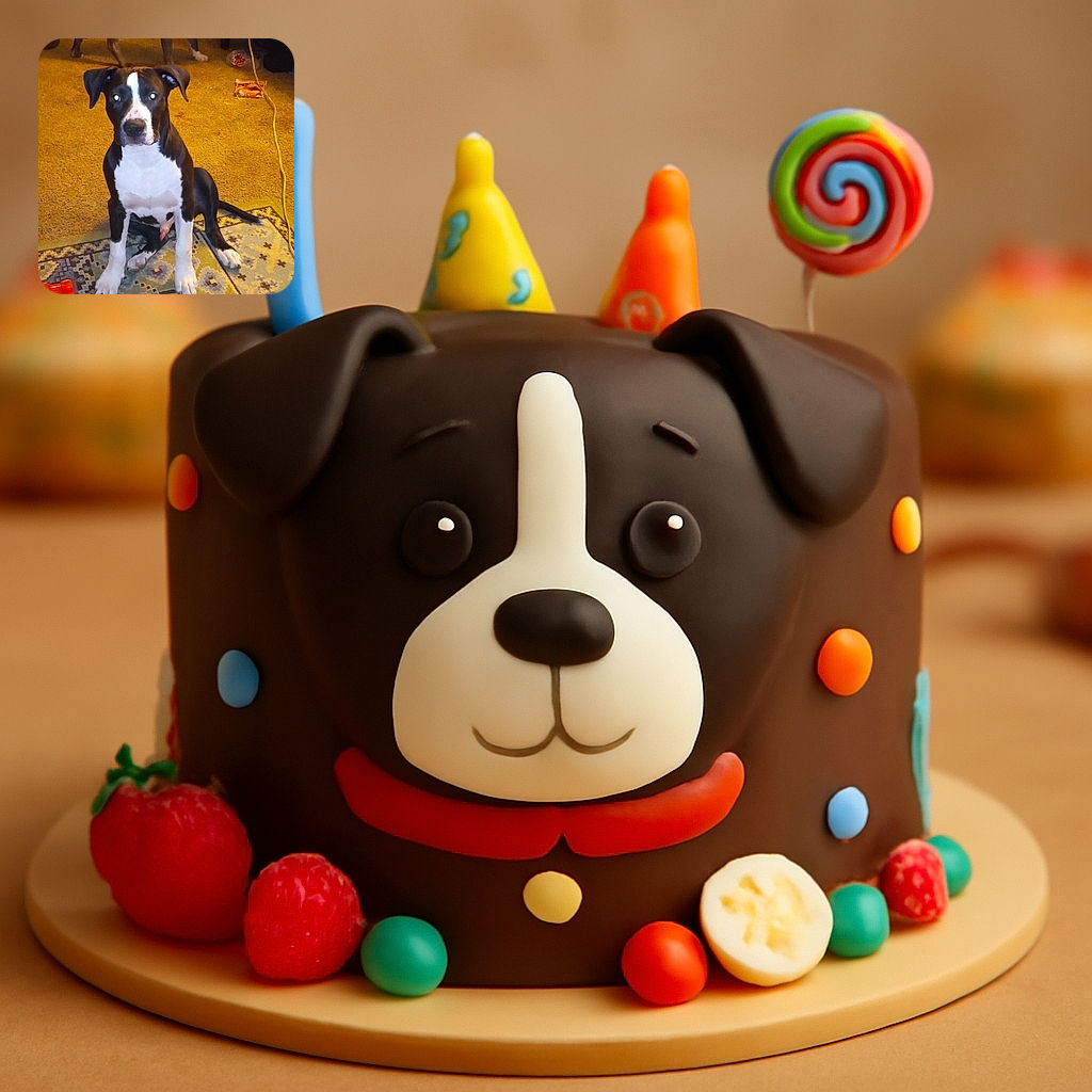 Two dogs chill indoors on a carpet with one sitting attentively in the foreground and the other sniffing around in the background near some furniture and a fan. The cozy room vibe is complete with a colorful patterned rug, an orange plastic object, and some scattered items.