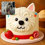 A fluffy white dog sits on a textured bedspread, playfully holding a sock in its mouth while a human hand gently pets its chest. The cozy indoor setting includes a door and hanging clothes in the background, creating a warm, candid moment of pet and owner bonding.