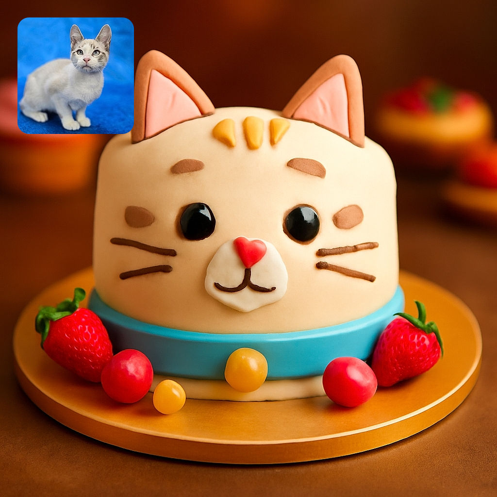 A curious kitten with striking blue eyes and soft fur sits attentively against a vibrant blue background, looking like it's ready to star in its own feline fashion show.