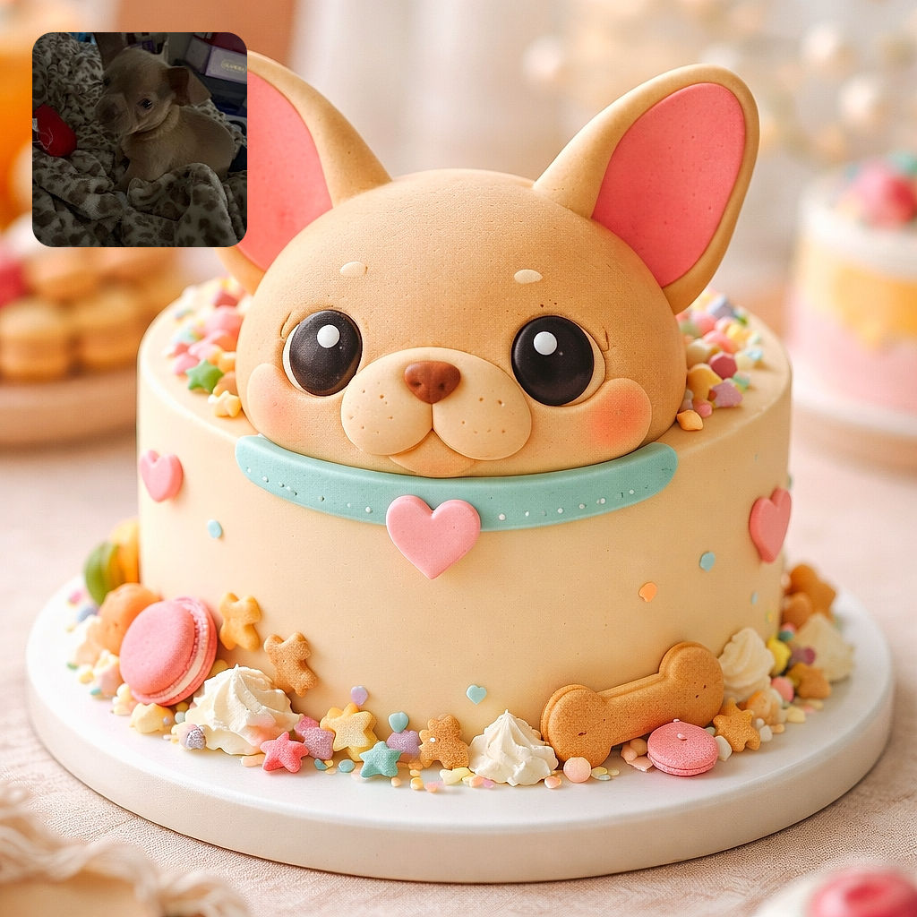 A small light brown puppy is cozily nestled on a soft, leopard print blanket with a red plush toy nearby. The dim lighting gives the scene a warm, sleepy vibe, making the pup look like it's ready for a nap in a comfy den.