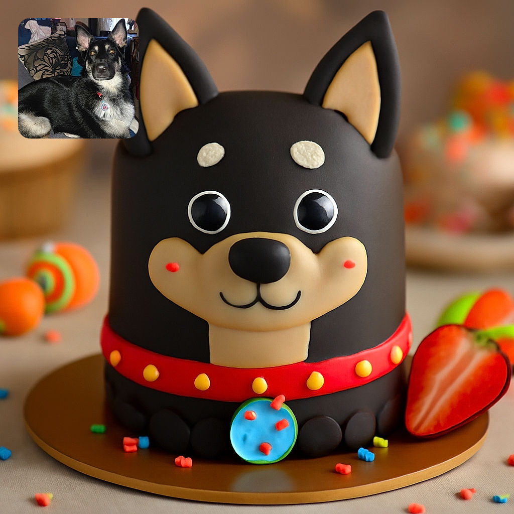 A relaxed German Shepherd with a shiny black and white coat lounges on a couch surrounded by patterned pillows and household items, looking attentively at the camera with bright eyes and perky ears.