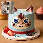 A curious blue-eyed cat peeks from behind a curtain, looking straight at the camera with wide eyes, while another cat naps comfortably in a cozy bed in the background on a wooden floor.
