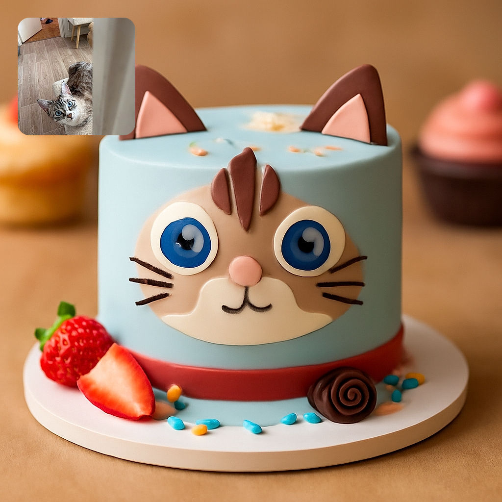 A curious blue-eyed cat peeks from behind a curtain, looking straight at the camera with wide eyes, while another cat naps comfortably in a cozy bed in the background on a wooden floor.