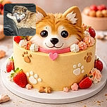 A fluffy dog with a serious expression lounges comfortably on a dark leather couch, wearing a bright orange bandana that adds a splash of color to the cozy indoor scene.