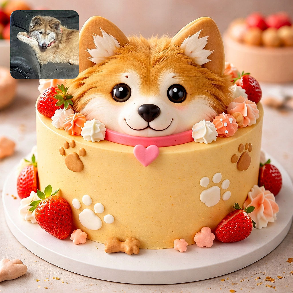A fluffy dog with a serious expression lounges comfortably on a dark leather couch, wearing a bright orange bandana that adds a splash of color to the cozy indoor scene.