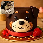 A charming dog lounges comfortably on a plush beige cushion, gazing thoughtfully to the side with its paws neatly placed in front. The cozy indoor setting includes soft textures and a background of household items, creating a warm and homely vibe.